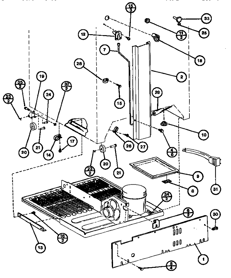 REAR COMPONENTS Diagram and Parts List for TL18G P7553510W Amana Refrigerator