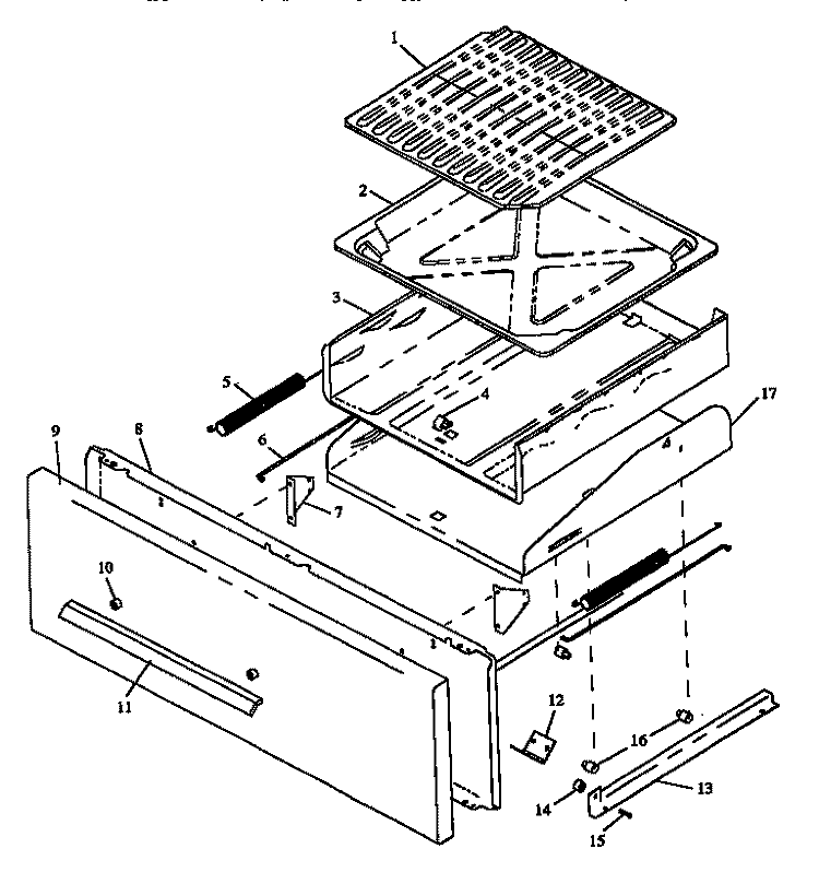 BROILER DRAWER ASSY Diagram and Parts List for RLN330UW P1142955N W Amana Cooktop