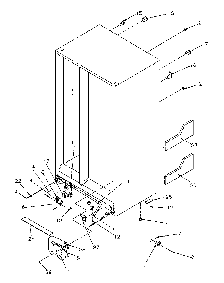 DRAIN AND ROLLERS Diagram and Parts List for GSDE3201SW P1190901W W Amana Refrigerator