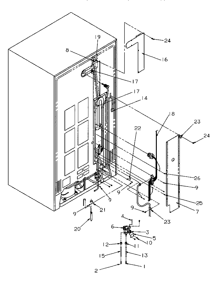 CABINET BACK Diagram and Parts List for GSDE3201SW P1190901W W Amana Refrigerator