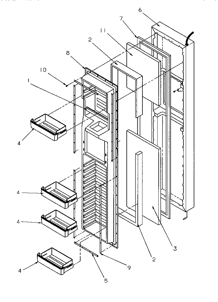 FZ DOOR Diagram and Parts List for SSD21SW P1193901W W Amana Refrigerator