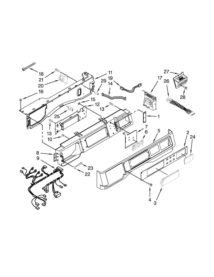 Control Panel Parts Diagram and Parts List for MHN30PRBWW0  Maytag Washer