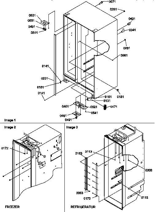 Cabinet Parts Diagram and Parts List for SSD21SL-P1193908WL  Amana Refrigerator