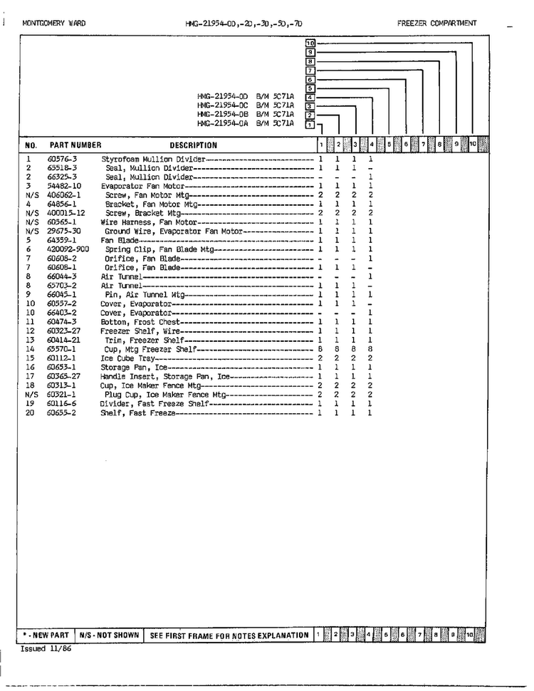 Freezer Compartment Page 2 Diagram and Parts List for 21954A  Admiral Refrigerator