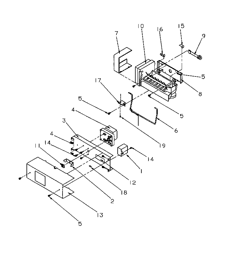 ICE MAKER Diagram and Parts List for SSD21SW P1193901W W Amana Refrigerator