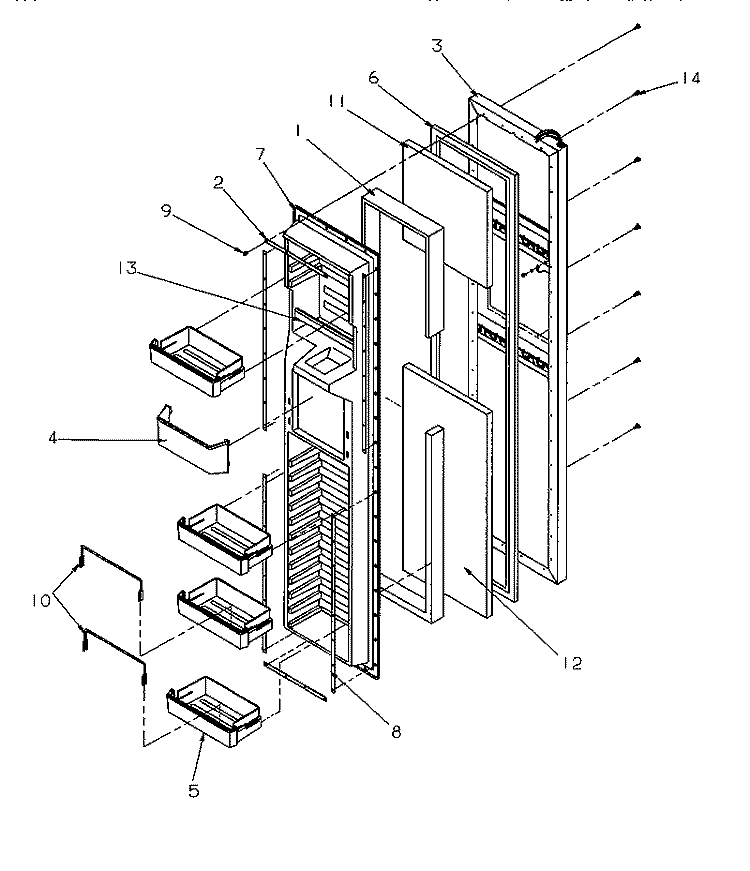 FZ DOOR Diagram and Parts List for SRDE27S3E P1190601W E Amana Refrigerator