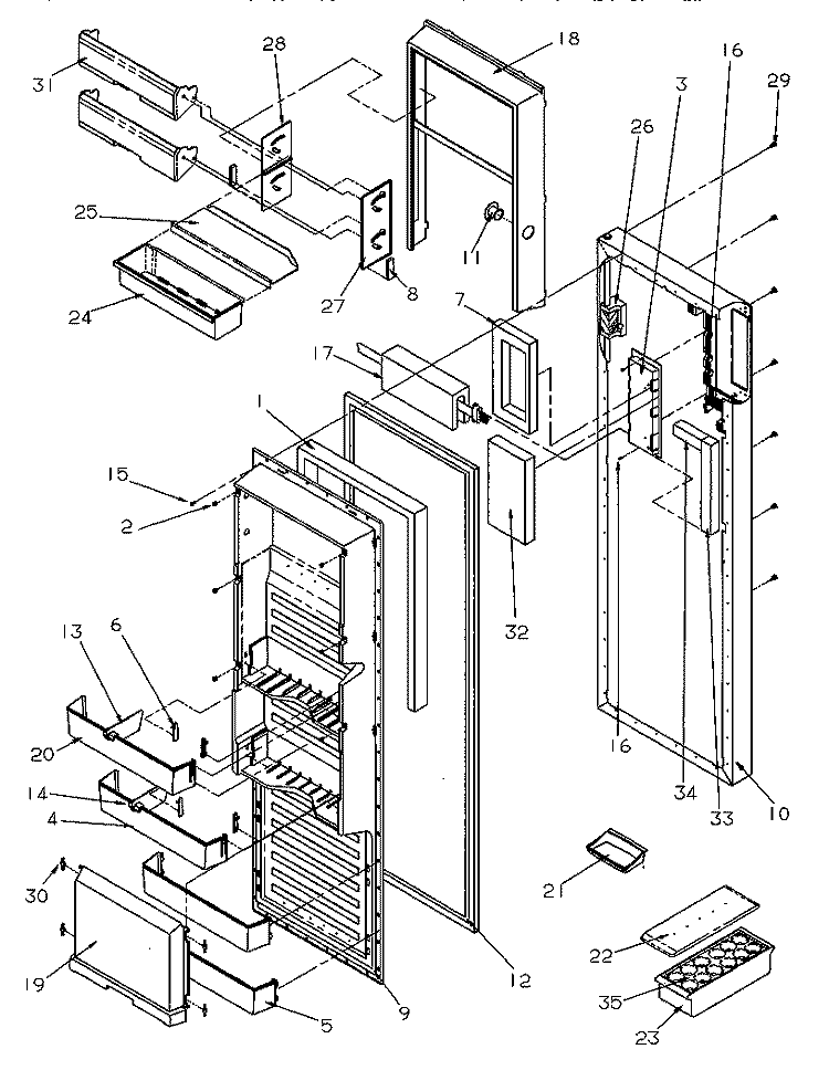 REF DOOR Diagram and Parts List for SRDE27S3E P1190601W E Amana Refrigerator