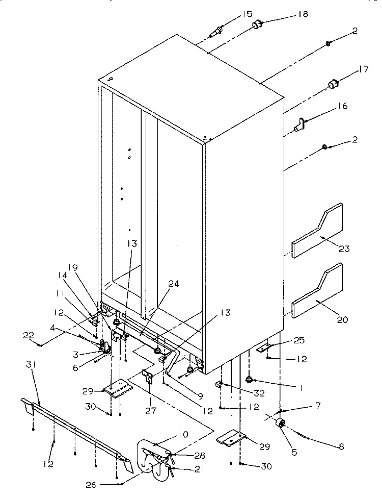 DRAIN AND ROLLERS Diagram and Parts List for SRDE27S3E P1190601W E Amana Refrigerator