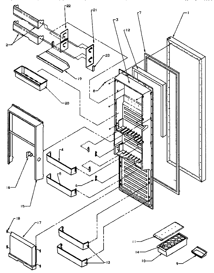 REF DOOR Diagram and Parts List for SBI20S2E P1190701W E Amana Refrigerator