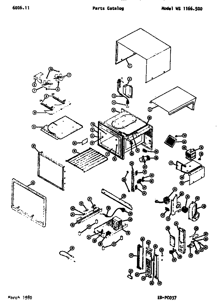 Page 1 Diagram and Parts List for WG1166500 WG1166.50 0 Amana Microwave