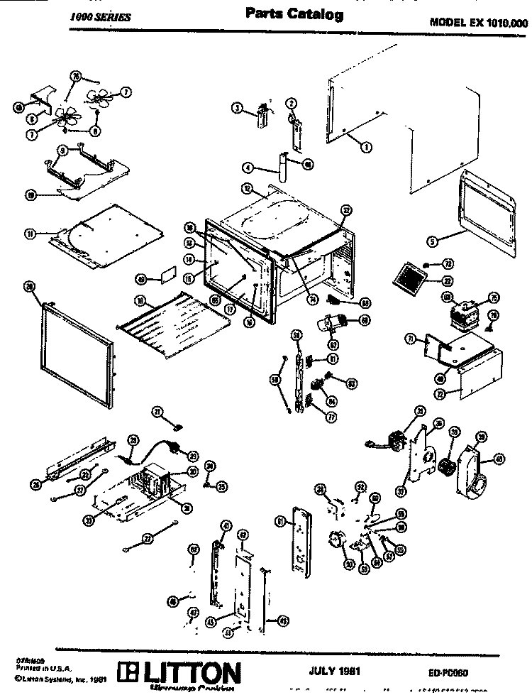 Page 1 Diagram and Parts List for EX1010000 EX1010.00 0 Amana Microwave