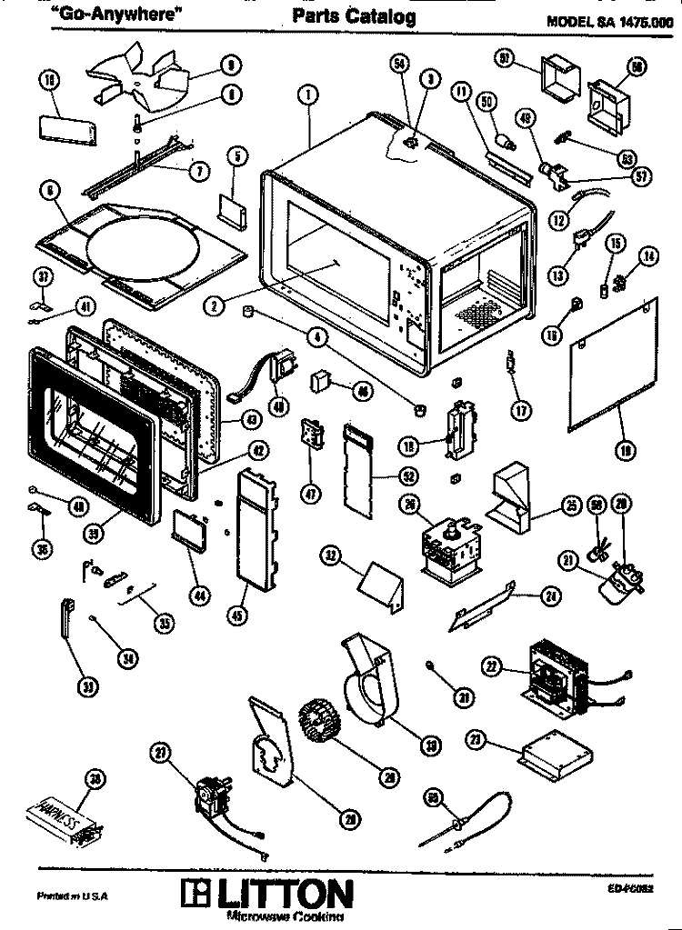 Page 1 Diagram and Parts List for SA1475000 SA1475.00 0 Amana Microwave