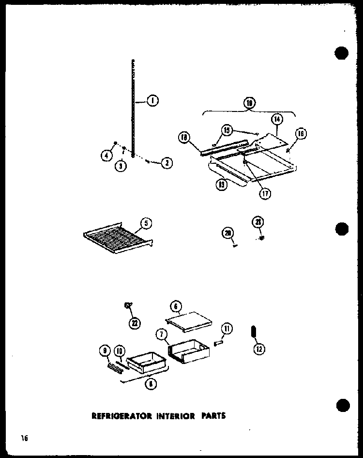 Refrigerator Interior Parts Diagram and Parts List for SRI-22E-A-P74870-11WA  Amana Refrigerator