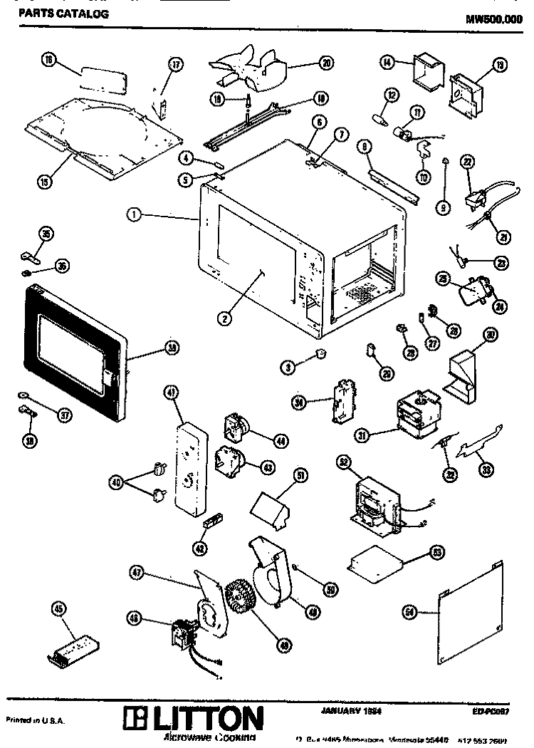 Page 1 Diagram and Parts List for MW500000  Amana Microwave