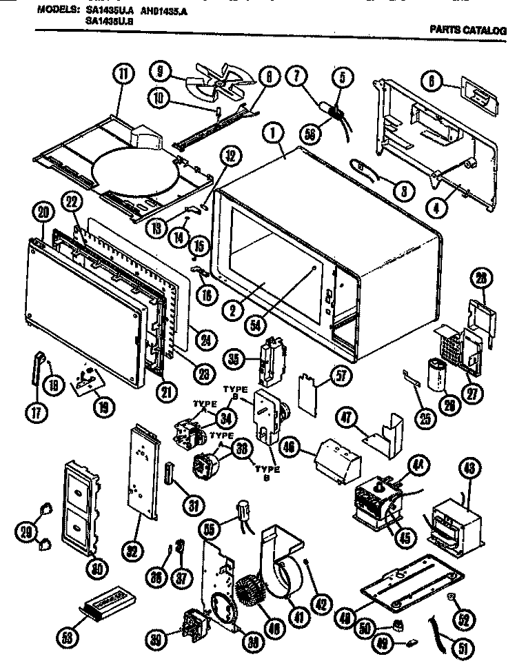 Page 1 Diagram and Parts List for AH01435A  Amana Microwave