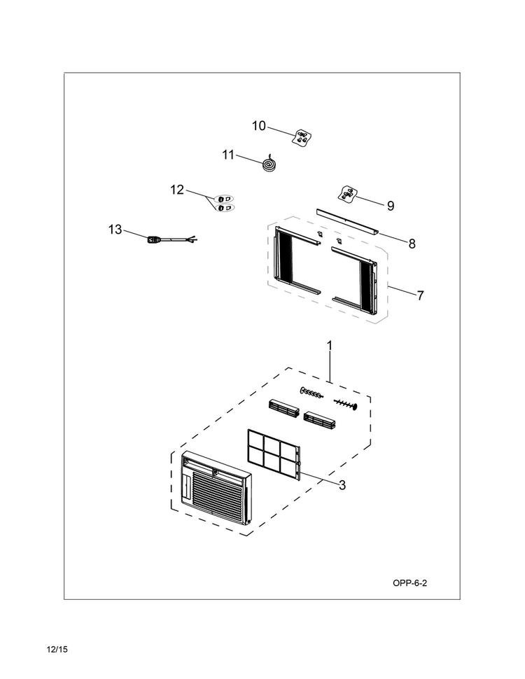 Recommended Spare Parts Diagram and Parts List for CAE05MCR17  Crosley Air Conditioner