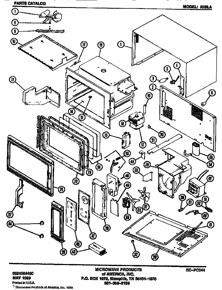 Page 1 Diagram and Parts List for 2208A  Amana Microwave