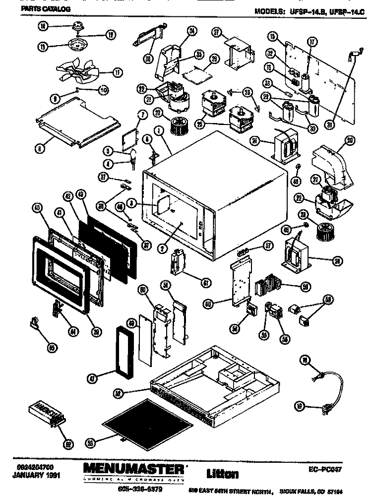 Page 1 Diagram and Parts List for UFSP-14C  Amana Microwave