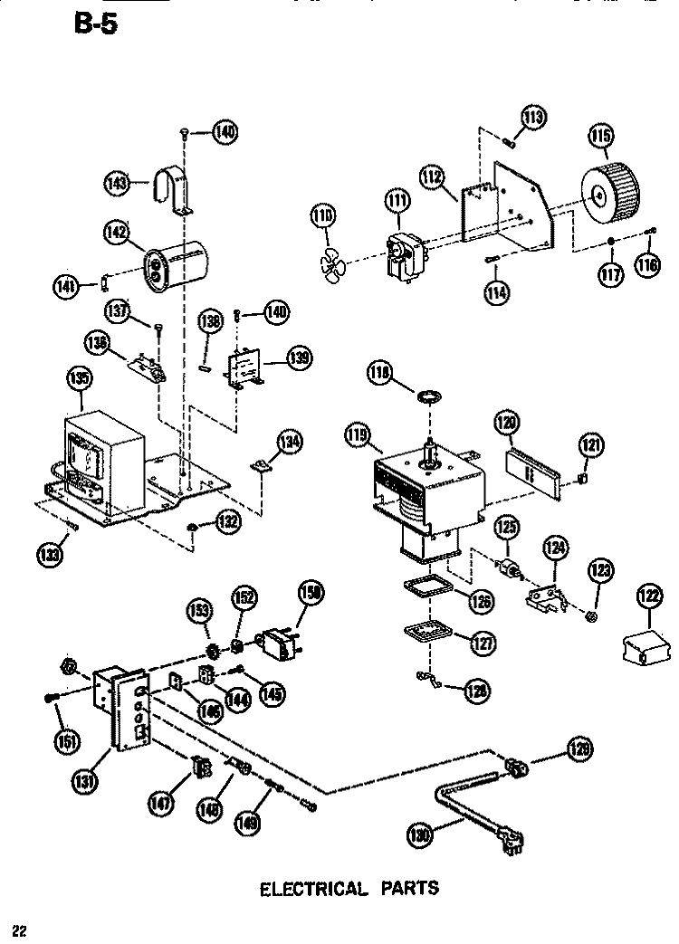 ELECTRICAL Diagram and Parts List for R1E P7107904M Amana Microwave