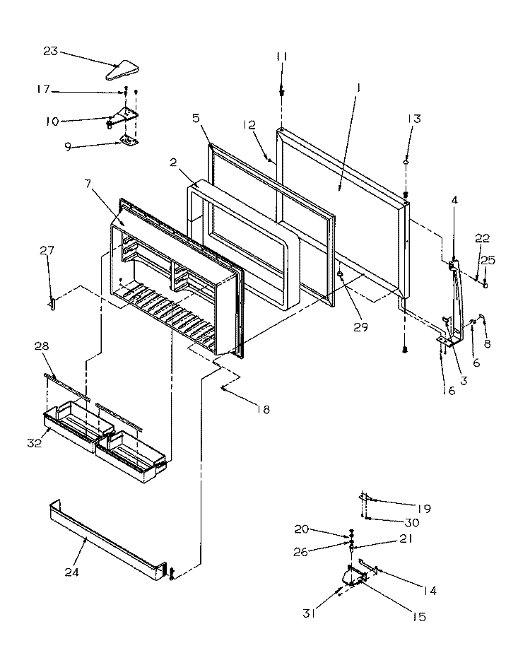 FZ DOOR Diagram and Parts List for TR522SW P1182701W W Amana Refrigerator