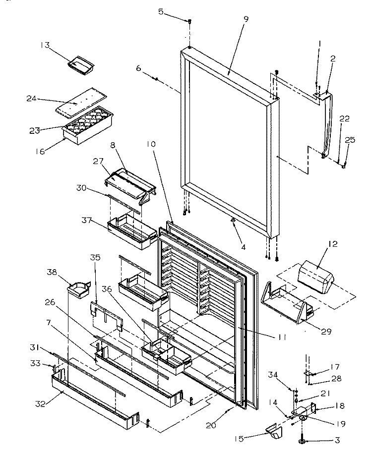 REF DOOR Diagram and Parts List for TR522SW P1182701W W Amana Refrigerator