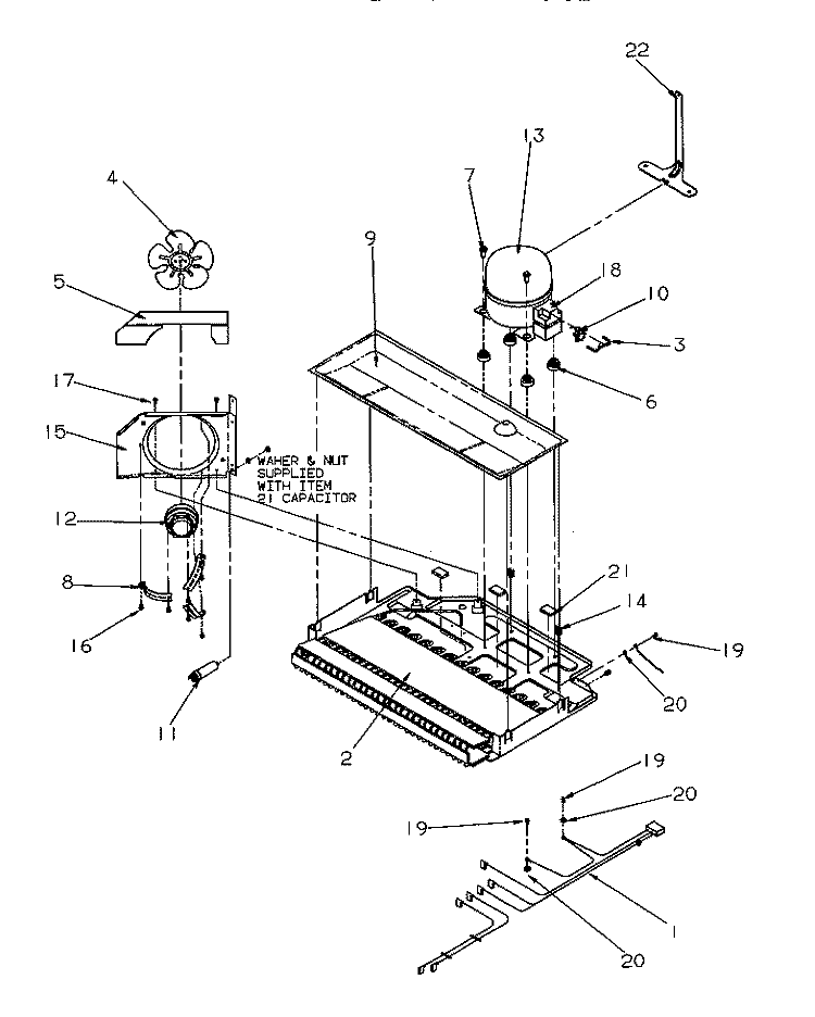 MACHINE COMPARTMENT Diagram and Parts List for TR522SW P1182701W W Amana Refrigerator