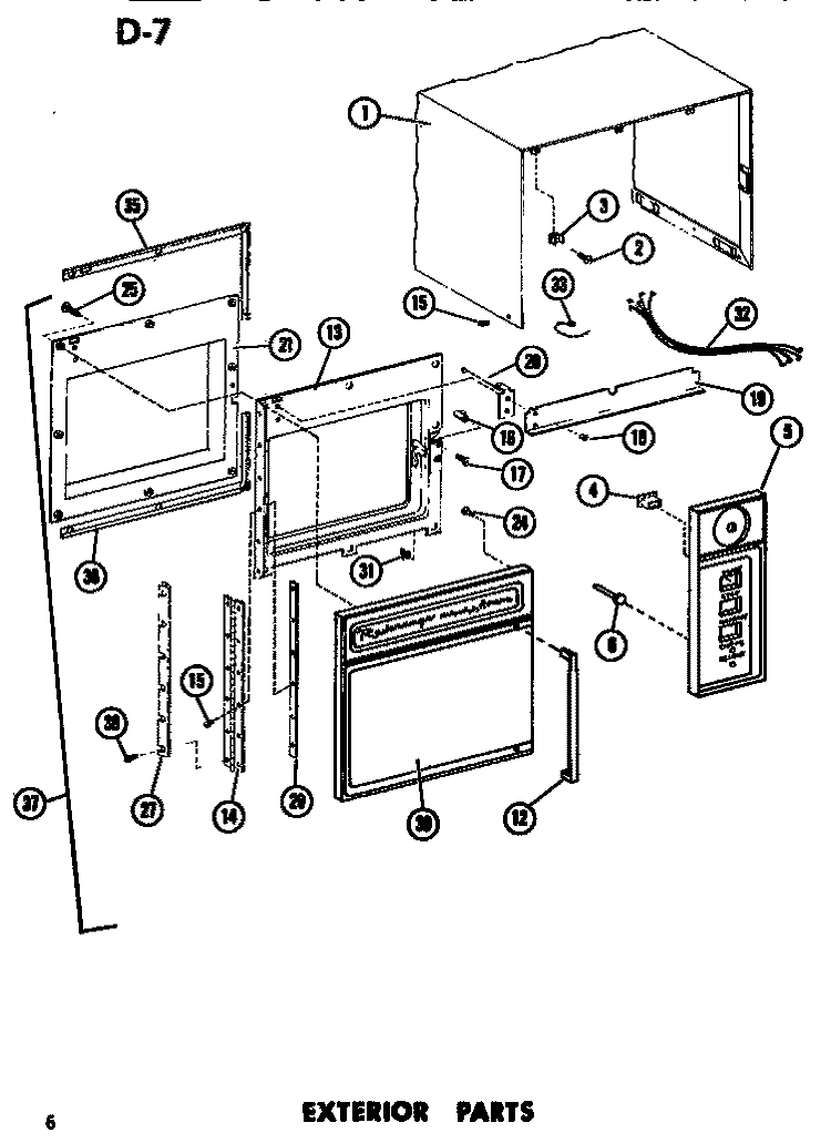 EXTERIOR Diagram and Parts List for EMR3 P7231803M Amana Microwave