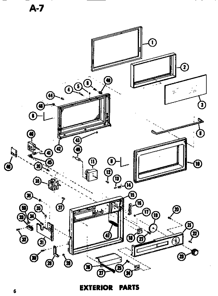 EXTERIOR Diagram and Parts List for ER3 P7130604M Amana Microwave