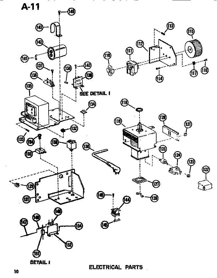 ELECTRICAL Diagram and Parts List for ER3 P7130604M Amana Microwave