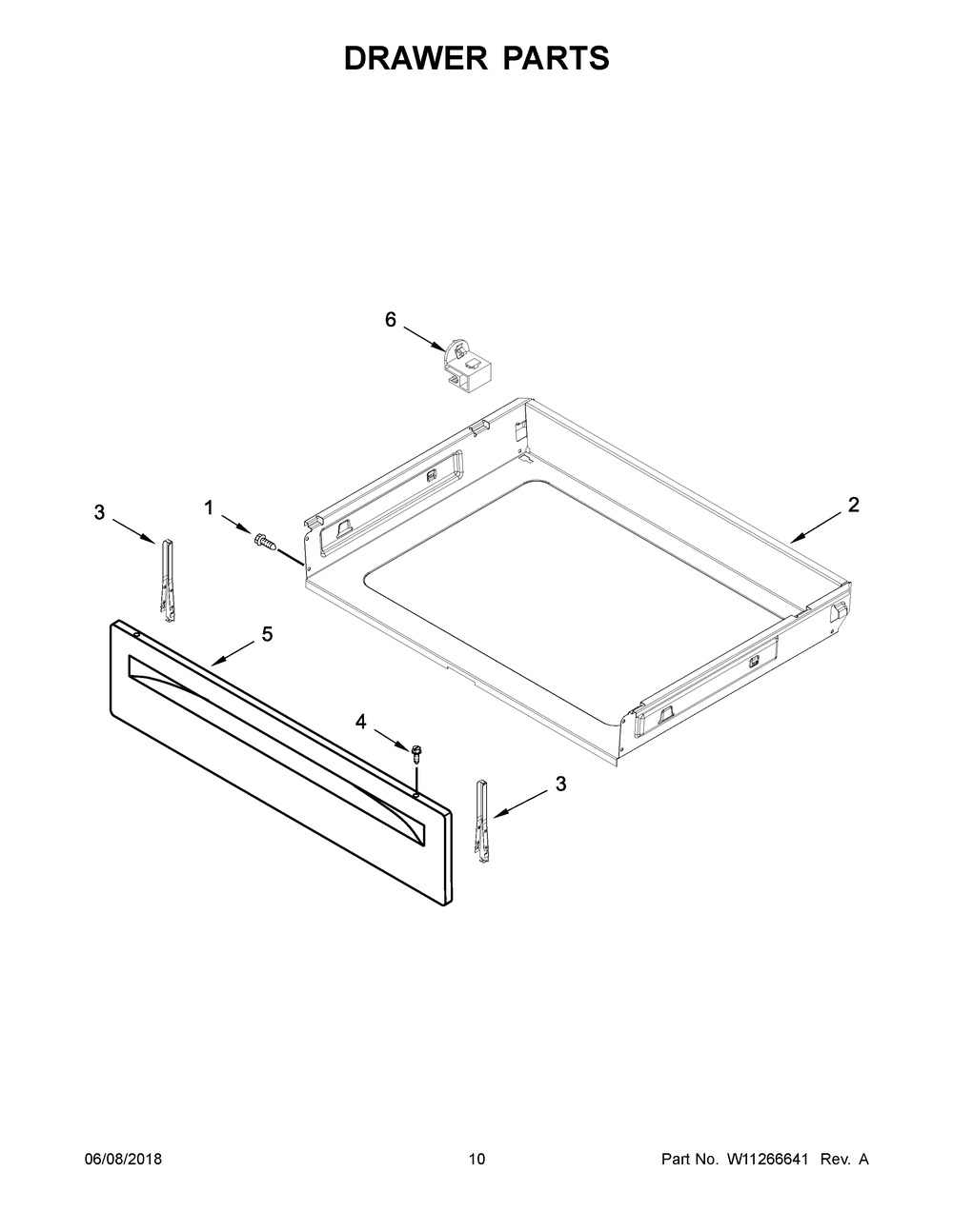 Drawer Parts Diagram and Parts List for ACR4503SFS2  Maytag Range