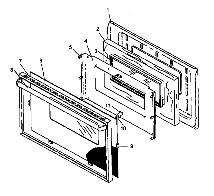 OVEN DOOR ASSY Diagram and Parts List for AGC585E P1143082N Amana Range