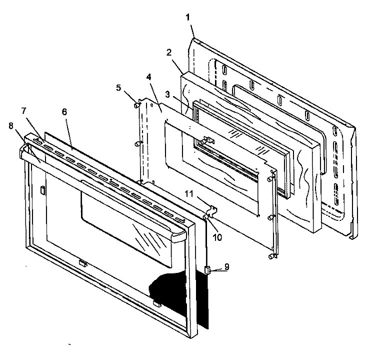 GLASS WINDOW OVEN DOOR ASSY Diagram and Parts List for SNK26CB0 P1142989N Amana Range