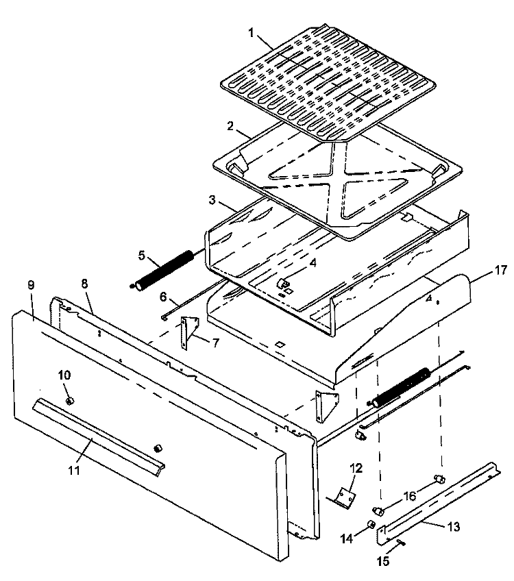 BROILER DRAWER ASSY Diagram and Parts List for SNP26ZZ0 P1142993N Amana Cooktop