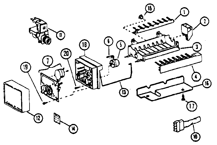 8 Cube Compact Ice Maker Diagram and Parts List for 85861-P1117302W  Amana Refrigerator
