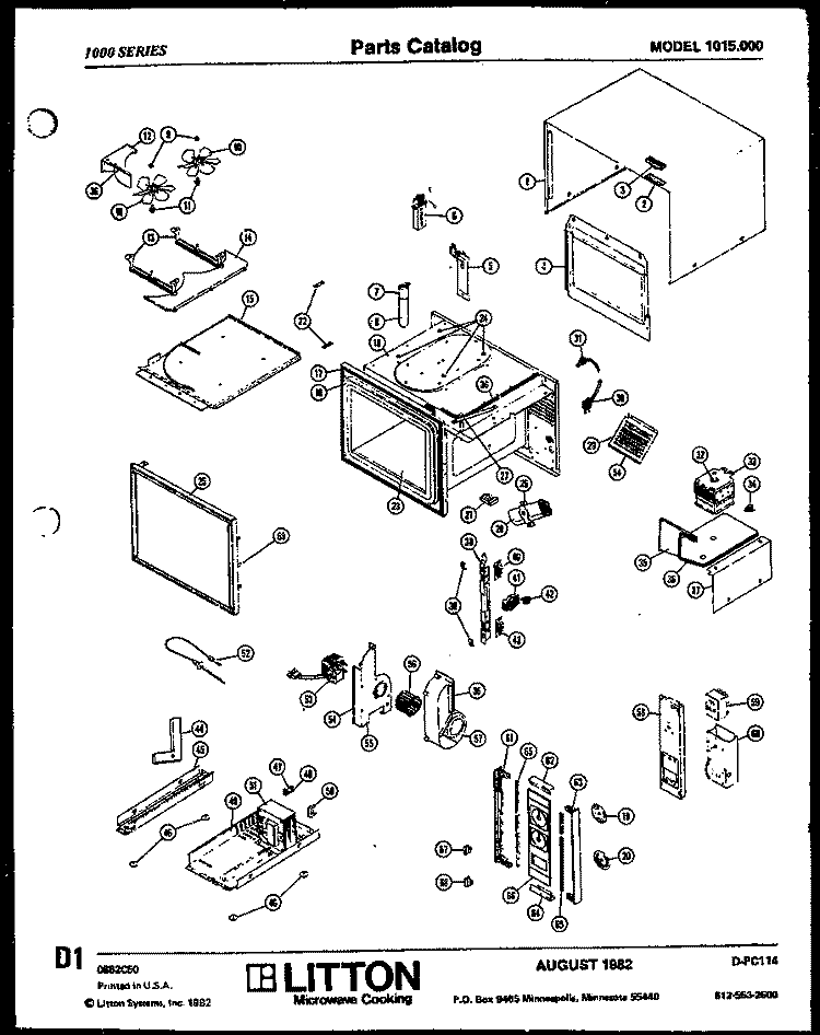 Page 1 Diagram and Parts List for 1015000  Litton Microwave