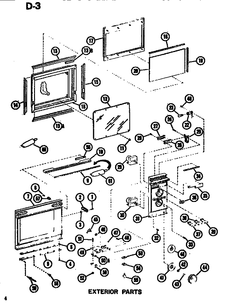 EXTERIOR Diagram and Parts List for RR54D P7149005M Amana Microwave
