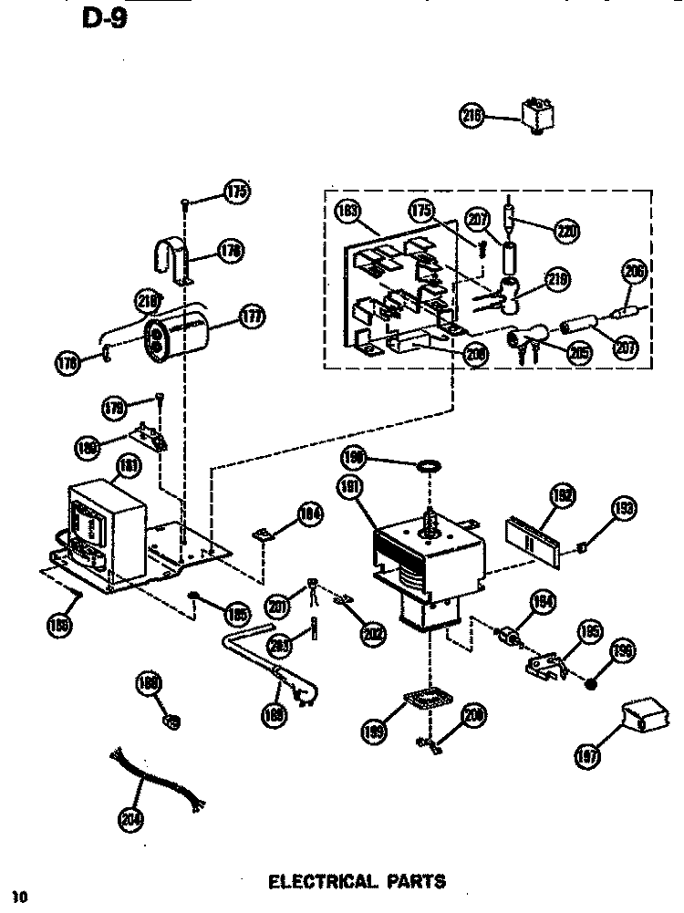 ELECTRICAL Diagram and Parts List for RR54D P7149005M Amana Microwave