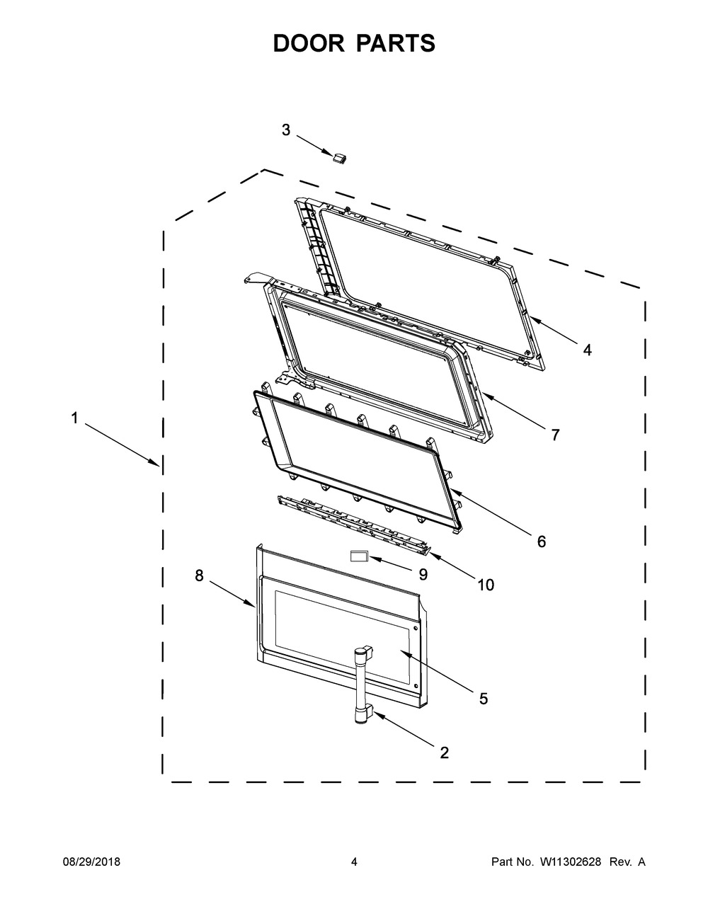 Door Parts Diagram and Parts List for MMV5220FB4  Maytag Microwave