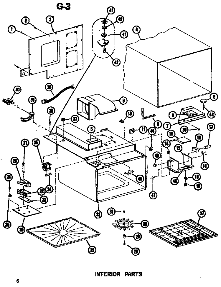INTERIOR Diagram and Parts List for R51 P7311701M Whirlpool Microwave