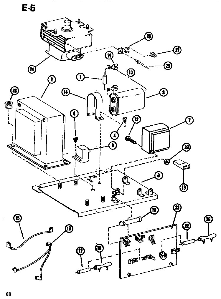INTERIOR Diagram and Parts List for RR59T P7495301M Amana Microwave