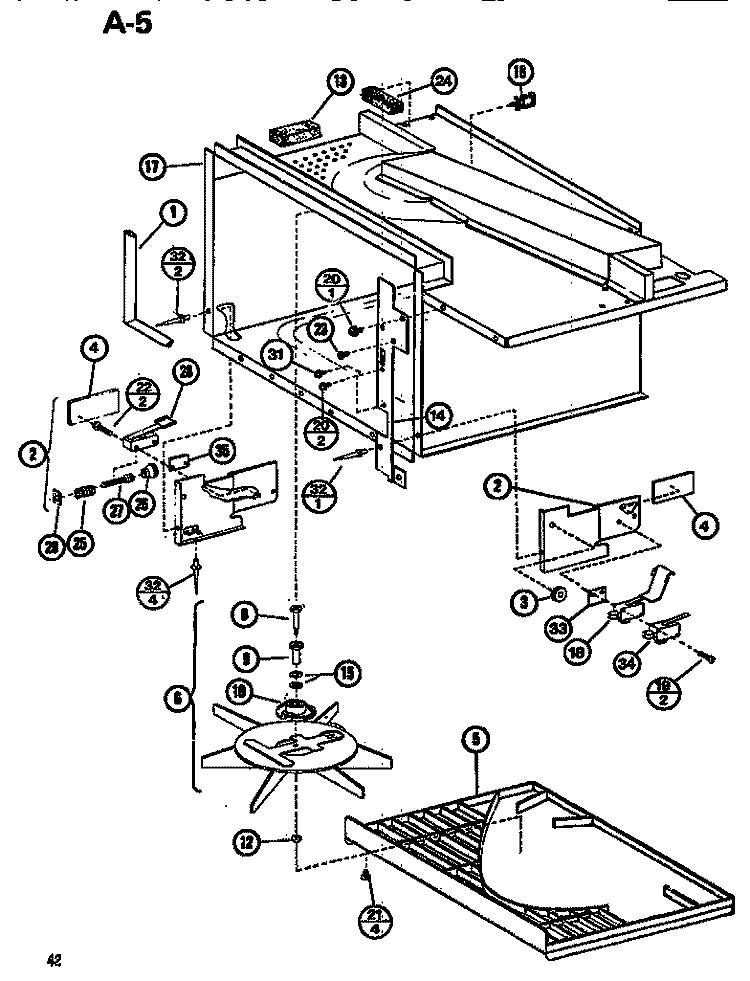 INTERIOR Diagram and Parts List for RL55A P7548203M Amana Microwave
