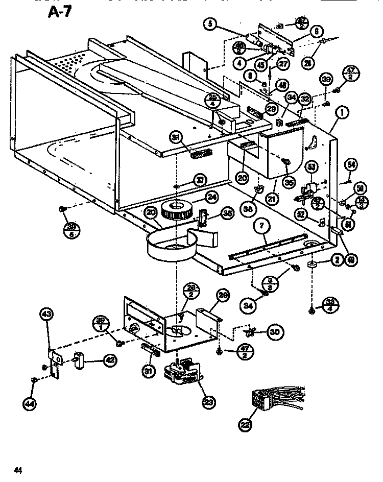 INTERIOR Diagram and Parts List for RL55A P7548203M Amana Microwave