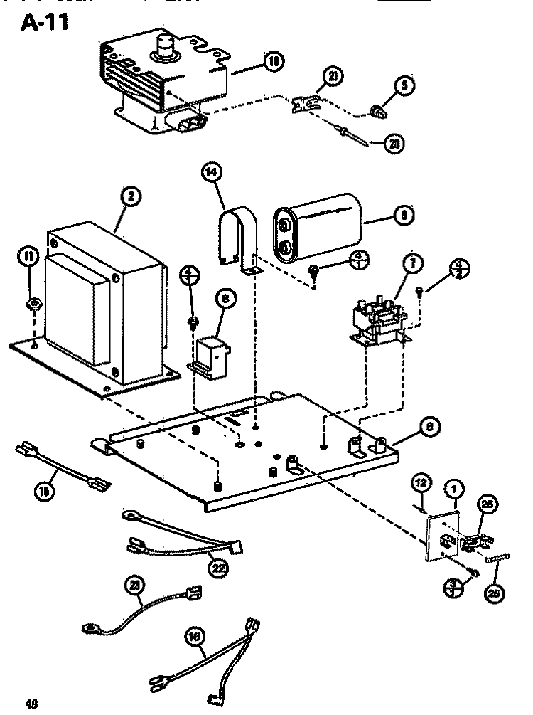INTERIOR Diagram and Parts List for RL55A P7548203M Amana Microwave