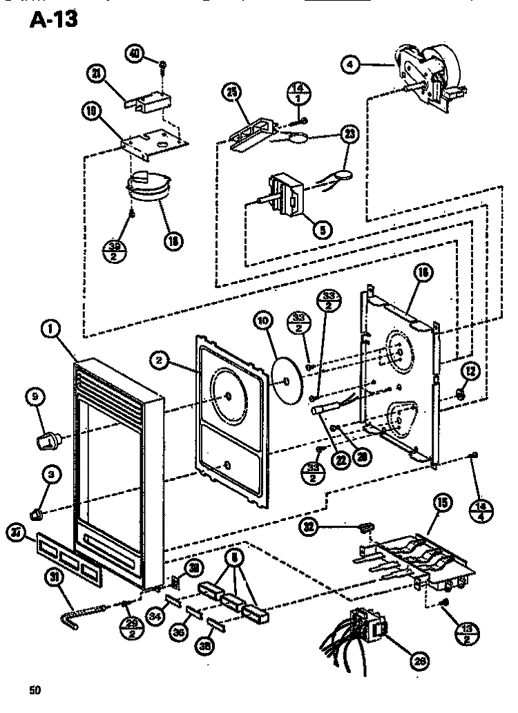 CONTROL PANEL Diagram and Parts List for RL55A P7548203M Amana Microwave