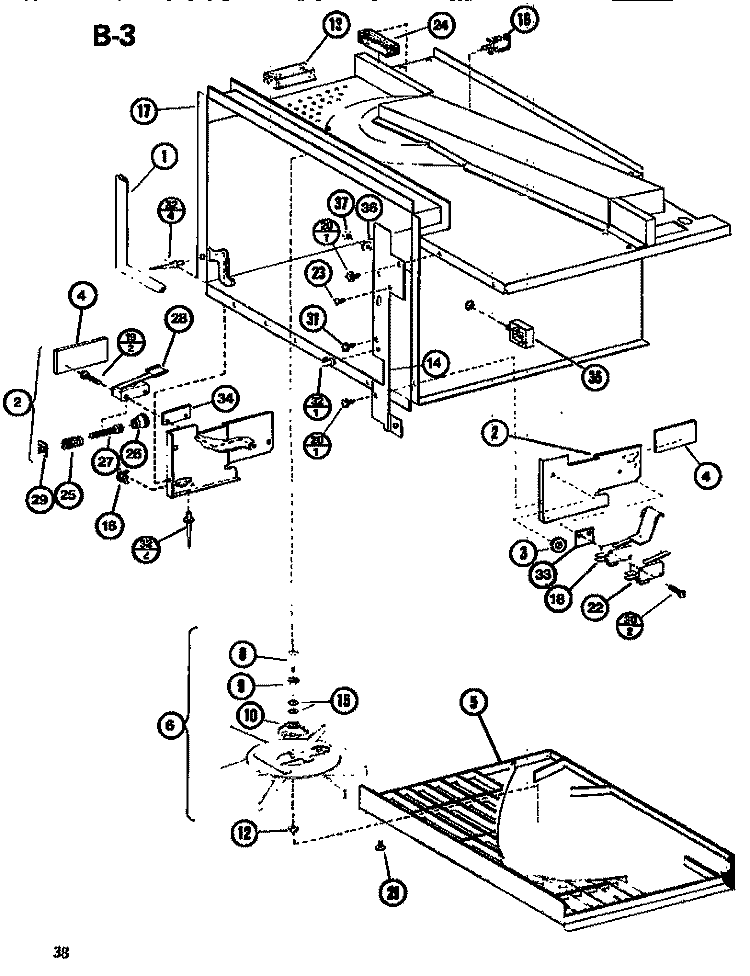 INTERIOR Diagram and Parts List for RL59A P7547303M Amana Microwave