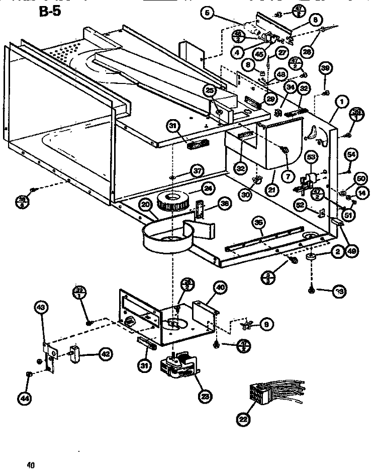 INTERIOR Diagram and Parts List for RL59A P7547303M Amana Microwave
