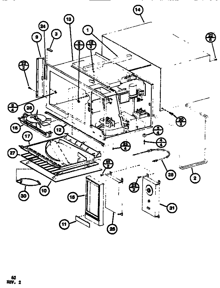 INTERIOR Diagram and Parts List for RS520 P7701405M Amana Microwave