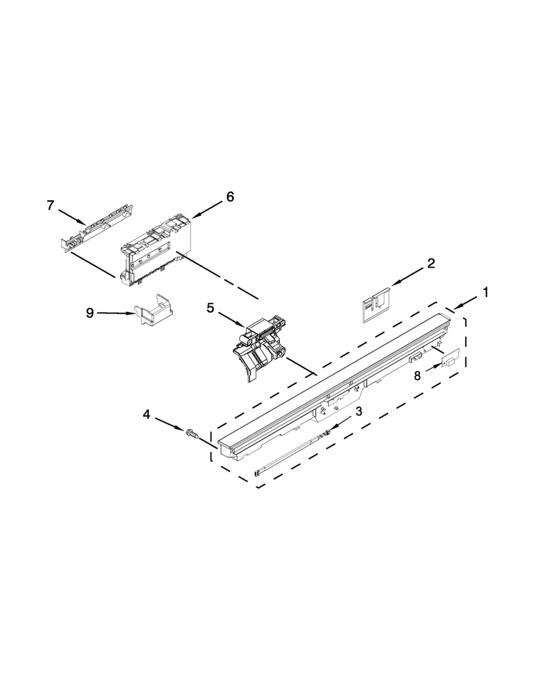 Control Panel And Latch Parts Diagram and Parts List for JDB8000AWB3  Jenn-Air Dishwasher