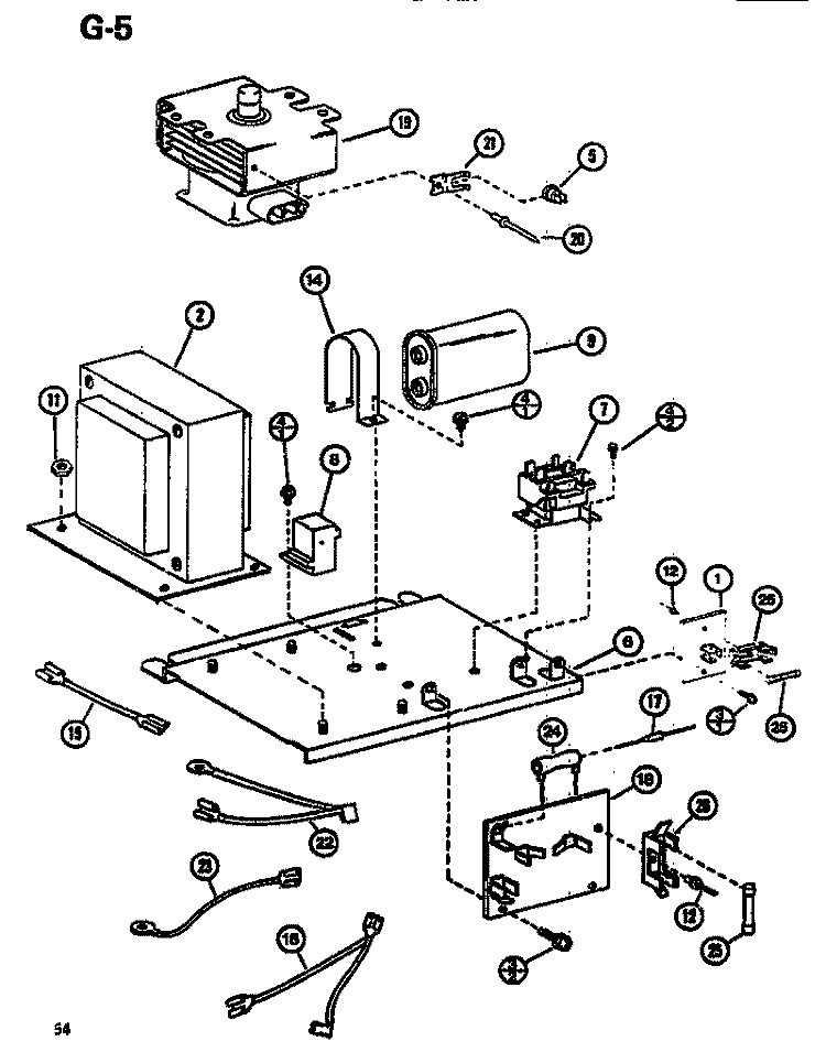 INTERIOR Diagram and Parts List for RL53 P7578801M Amana Microwave