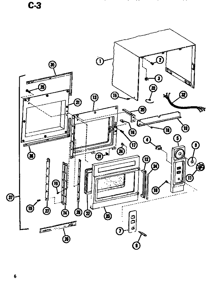 EXTERIOR Diagram and Parts List for EMR2 P7220801M Amana Microwave